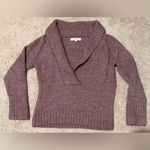 Ann Taylor LOFT Womens Cowl Neck Sweater Chunky V Neck Light Purple Sz Medium